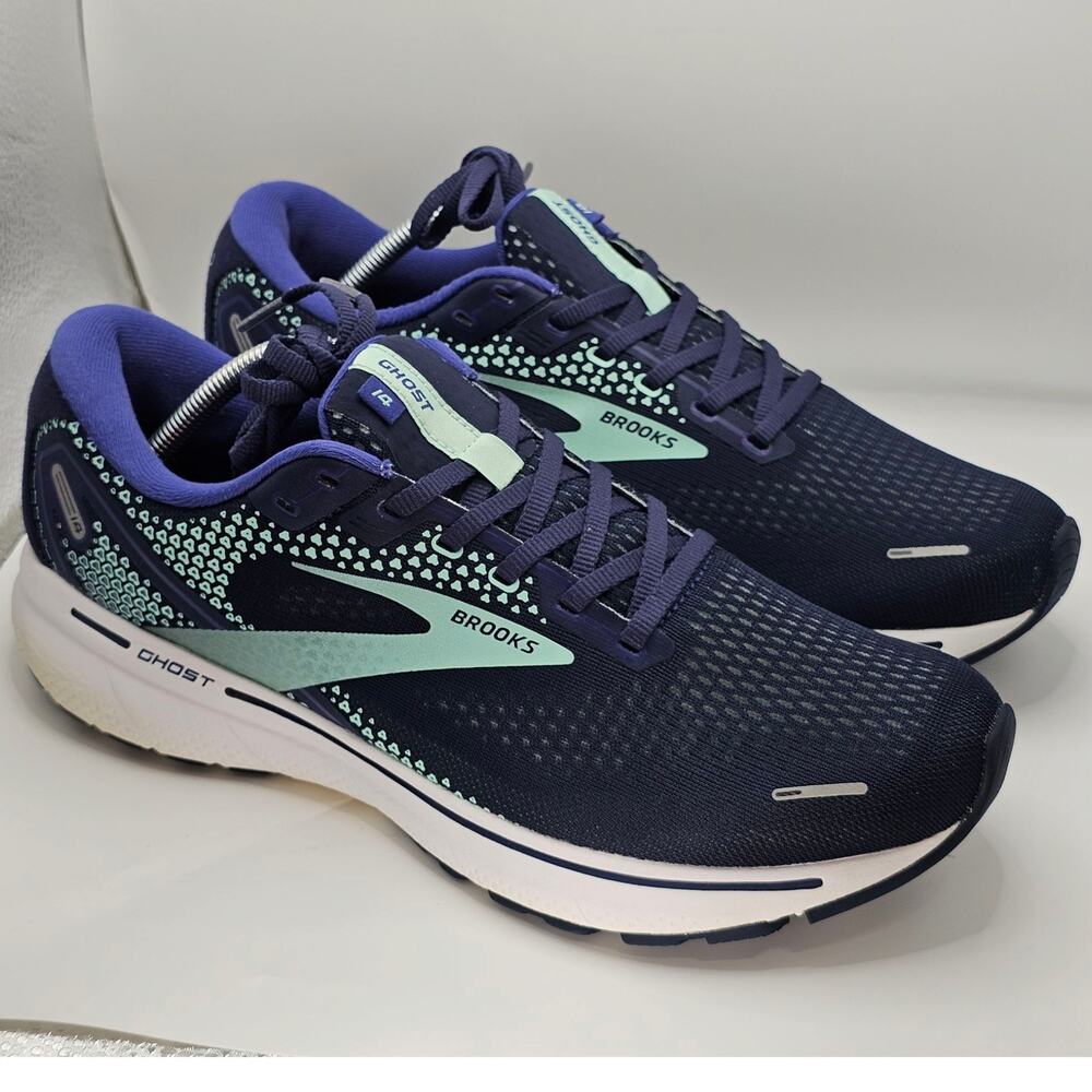 Brooks Ghost 14 Peacoat Yucca Navy Womens 12 Medium B UK 10 Running Shoes